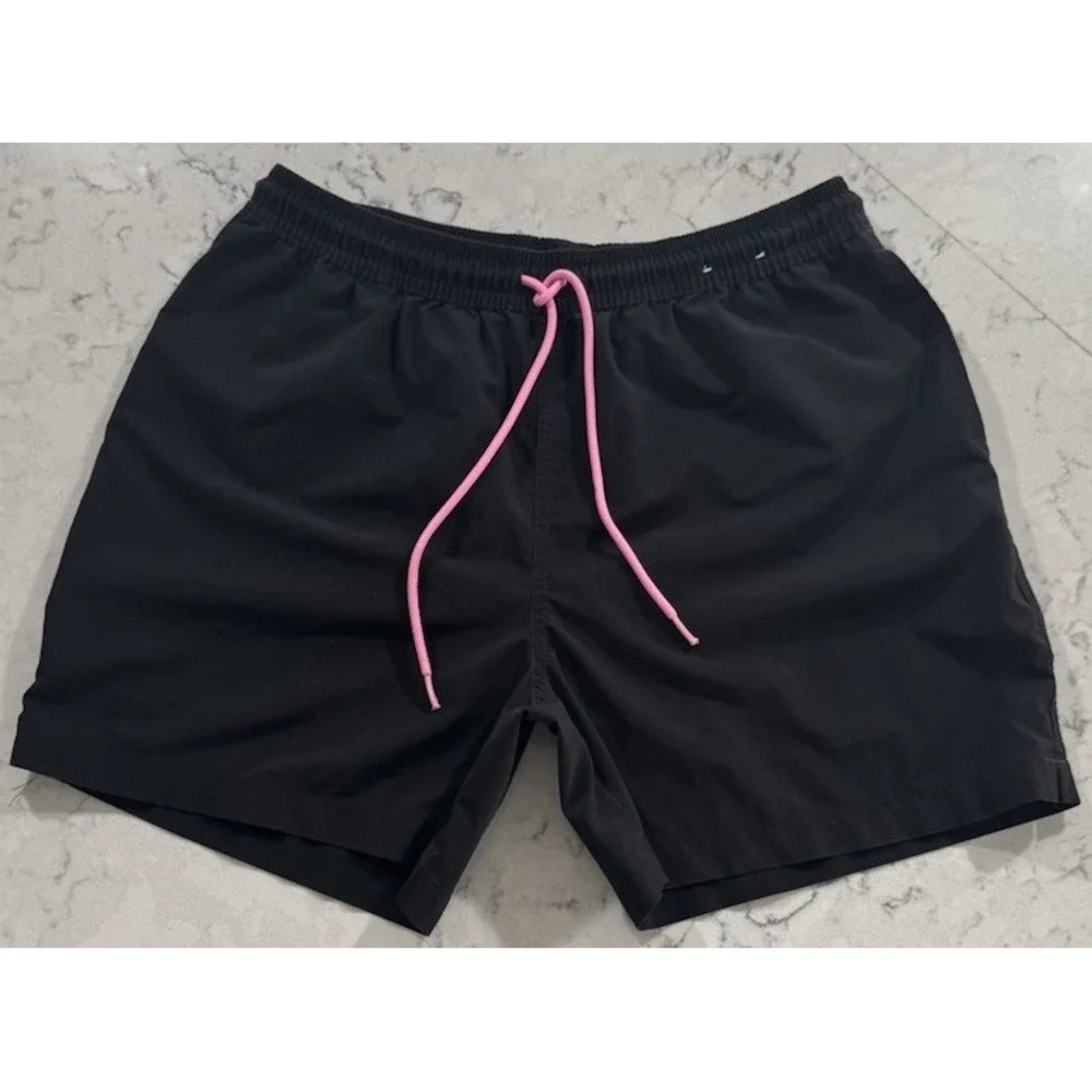 Chubbies Swim Trunks Mens Small Black Pink Drawstring Stretch Lined 5